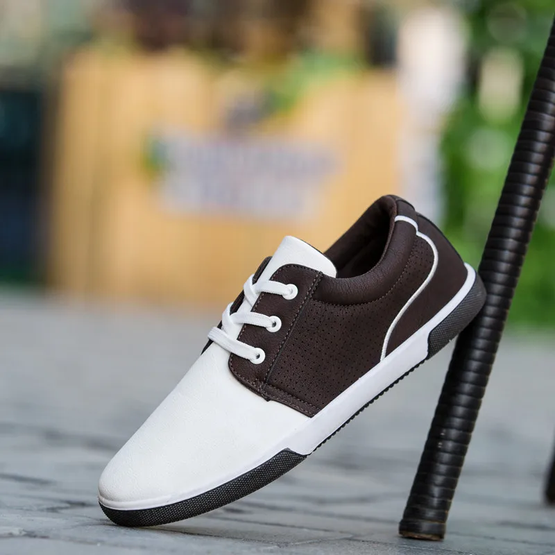 New men's shoes retro-style Skateboard Casual solid Boat English sanded low band pu leather | Обувь