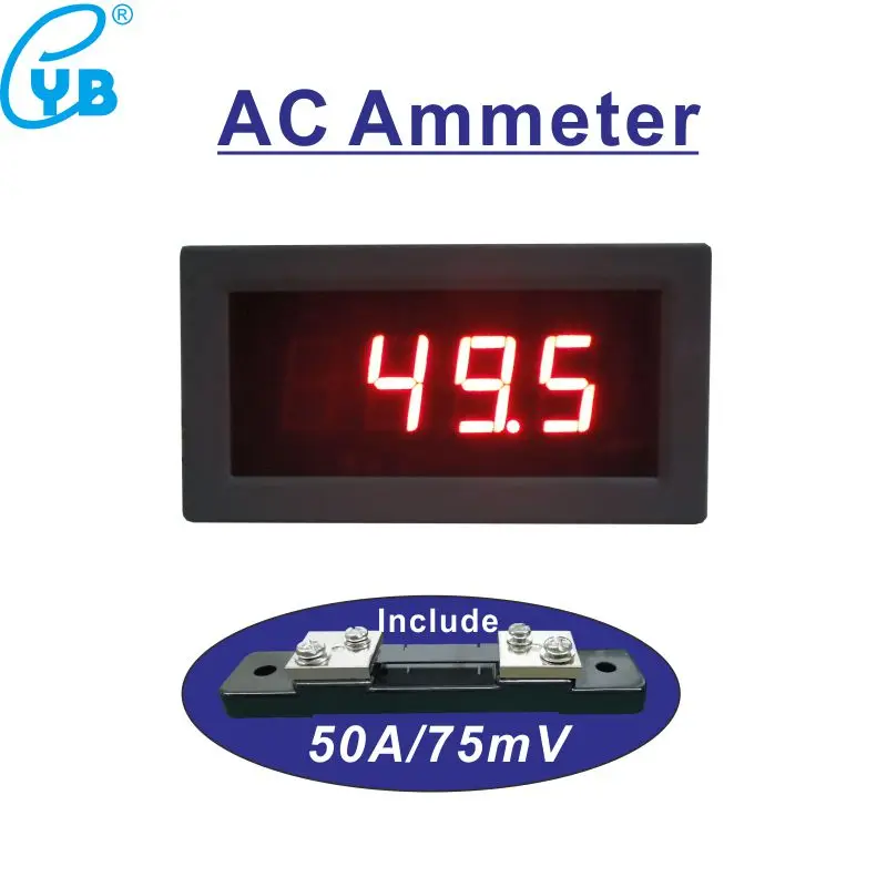 Измеритель тока AC 50A с шунтом 75мв СВЕТОДИОДНЫЙ Цифровой Амперметр Текущий