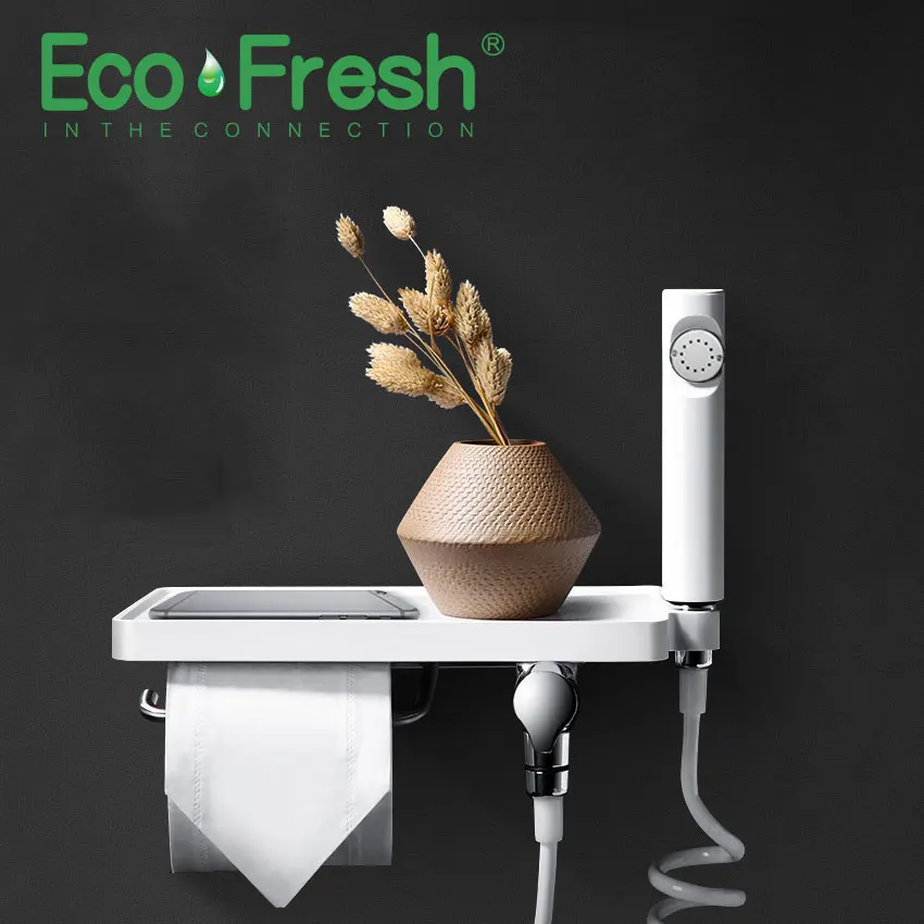 Ecofresh ручной Туалет Биде опрыскиватель набор биде кран для ванной ручной распылитель насадка для туалета бумажный держатель телефона