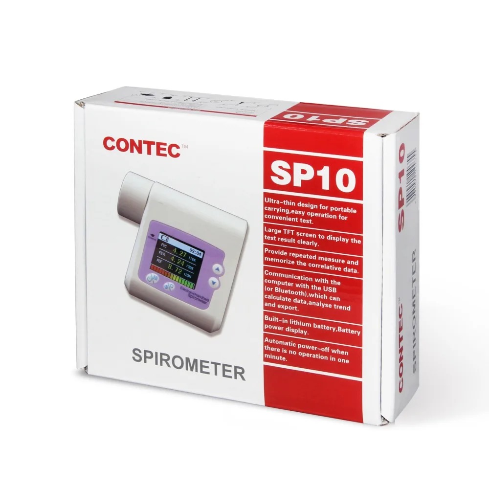 Спирометр CONTEC SP10 для измерения объема дыхательных легких + программное