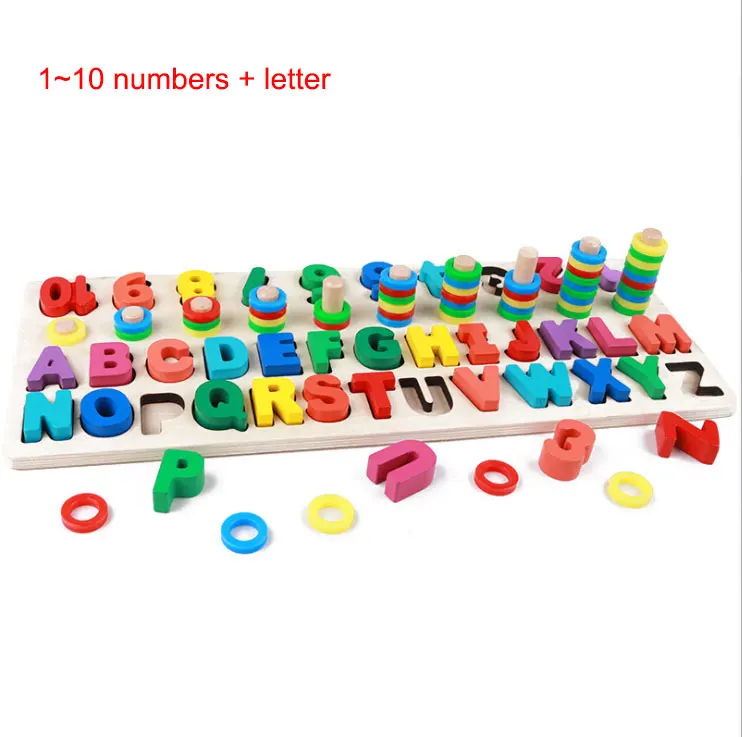 new number letter Деревянные игрушки Монтессори для дошкольников, геометрическая форма, познавательная форма, Детские Обучающие приспособления для раннего образования, математические игрушки для детей - Цвет: new number letter