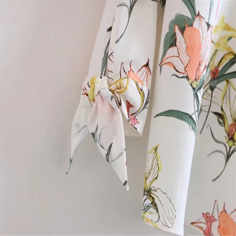 Блузка женская с длинным рукавом и бантом винтажная | Женская одежда