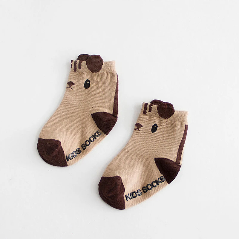 2 Pairs Of Selling 0-3 Baby Socks 100%Cotton Warm animal Cartoon Cute Breathable Non-slip Spring Autumn Boy Girl Newborn | Мать и ребенок