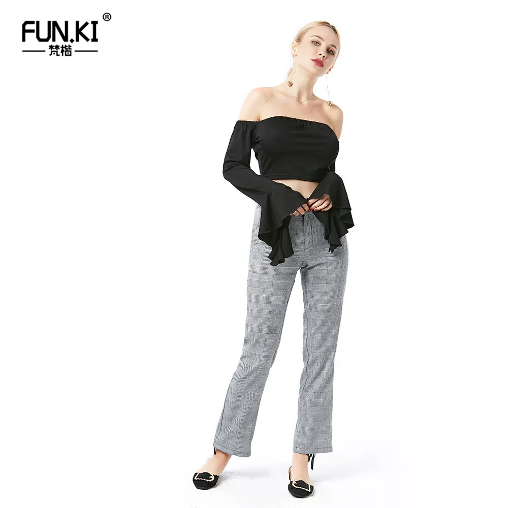 Funki осень-зима Для женщин штаны в клетку модные Повседневное Свободные молнии
