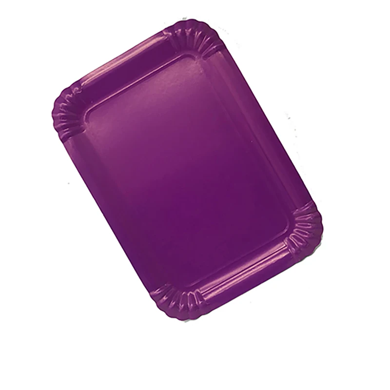 Purple 10 шт. черный цвет тематическая прямоугольная бумага пластины сплошной цвет одноразовые тарелки черные тематические тарелки вечерние украшения - Цвет: Purple