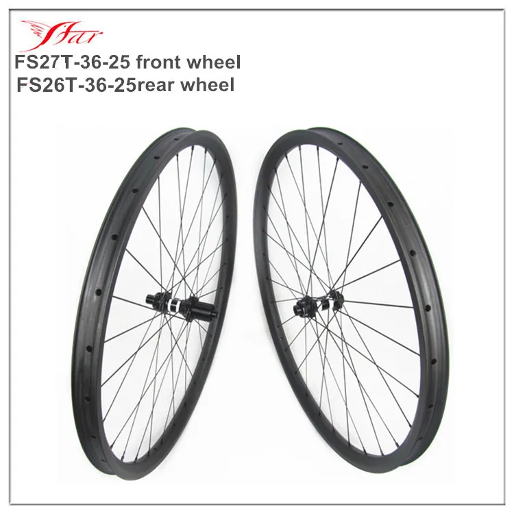 

High performance MTB clincher wheelset 27.5er front 26er rear bicycle wheelset 36mm wide 25mm deep 28H Sapim spokes DT disc hub