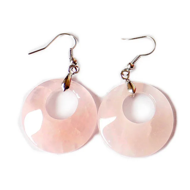 Pink Crystal Круглый полый круг серьги в виде капель с натуральными аметистами розового цвета с украшением в виде кристаллов бирюза камень тигровый глаз Для женщин ювелирные изделия подвеска и серьги-подвески - Окраска металла: Pink Crystal