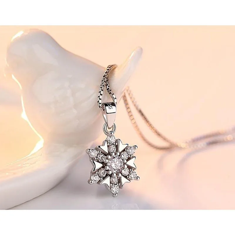 Женское ожерелье с подвеской снежинкой|stone pendant|snowflake pendantcrystal stone pendant |