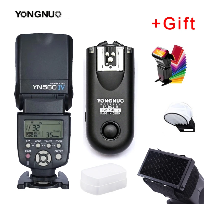 Yongnuo YN560IV YN560 IV YN 560 Flash Speedlite for Canon Nikon Olympus Pentax With YongNuo RF603 II Wireless Flash Trigger