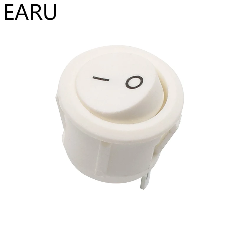10 шт. AC 6A 10A 250V On Off Snap SPST круглая лодка клавишный переключатель черный 2 контактный