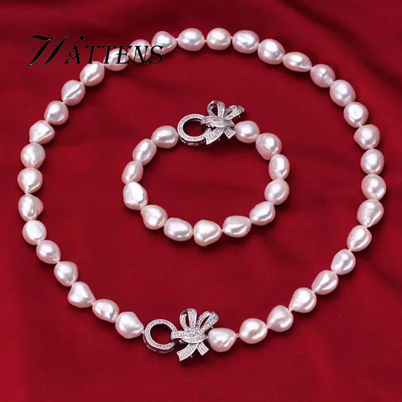 WATTENS New Natural Pearl Necklace/Bracelet Sets Jewelry for Women Accessories party Wedding Christmas Gift | Украшения и