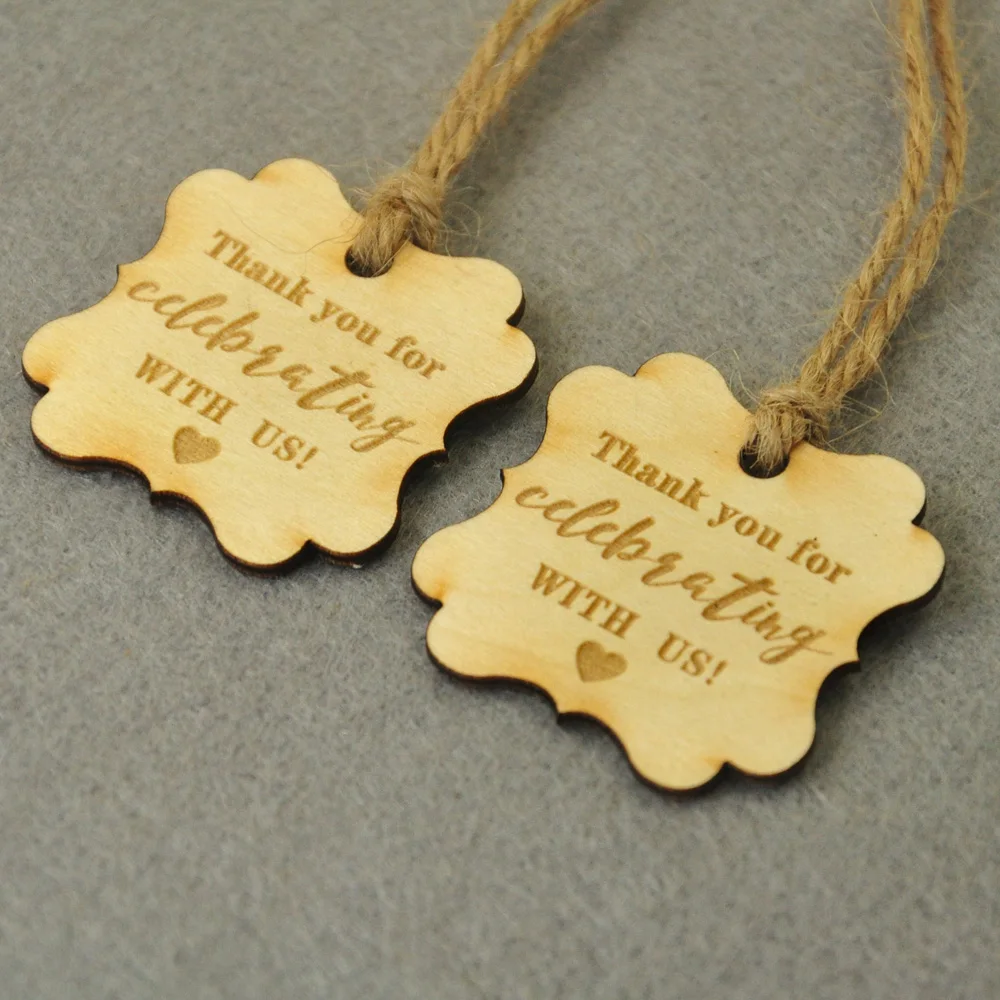 

Custom Wooden Tags, Personalized Wedding Tags, Thank You Tag, Wooden Rustic Favours, Wedding Party Favor Decoration