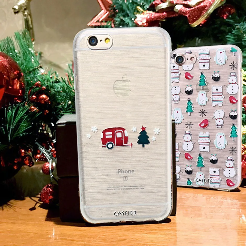 Caseier Рождество 3D Картина чехол для iPhone X 6 6s плюс Новогодний подарок мягкий TPU Plus