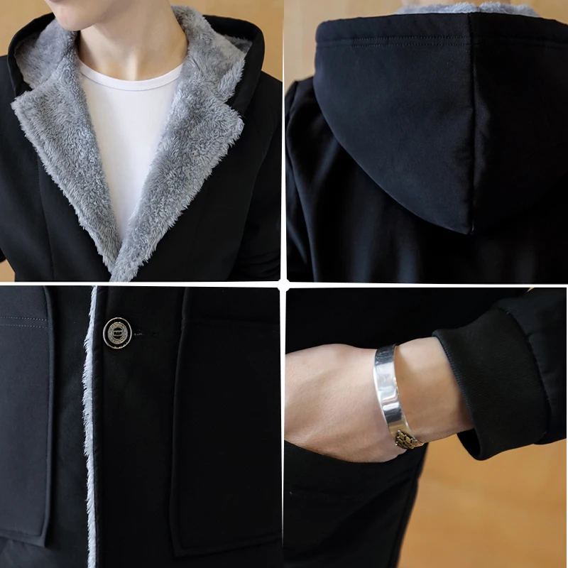 

Winter new thickened cotton clothes men slimming medium-jacket winter clothing trend handsome velvet cotton clothes man