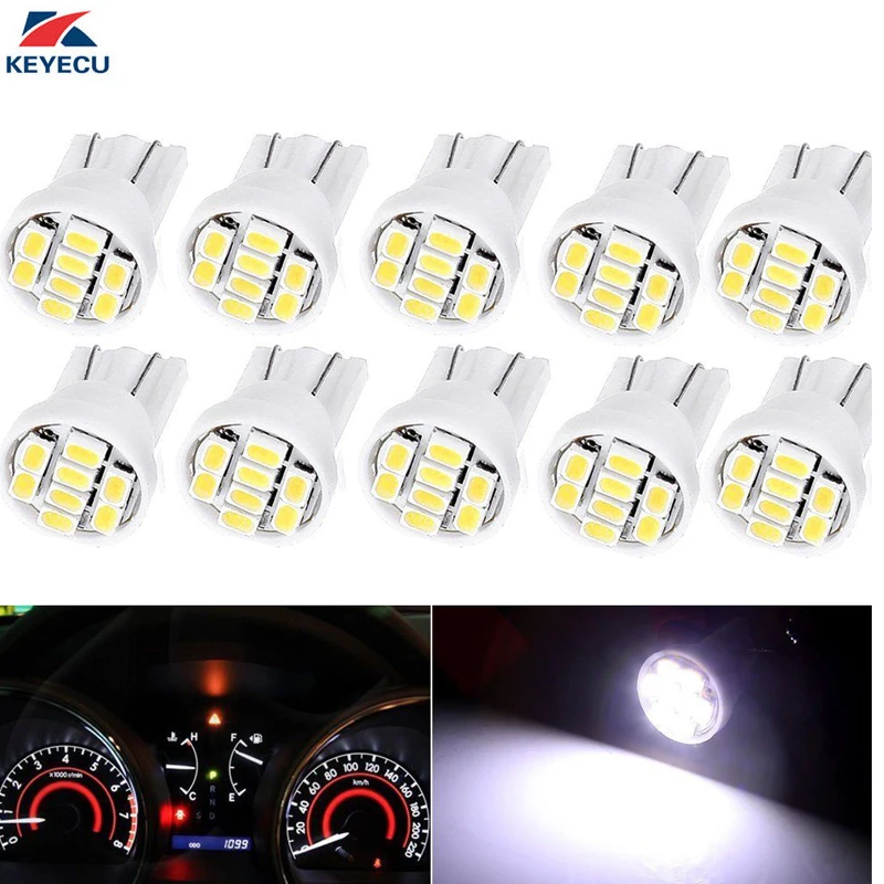

Светодиодсветильник лампа KEYECU 10x T10 194 168 W5W 8SMD 3528/1210, сменная лампа для салона автомобиля, приборной панели