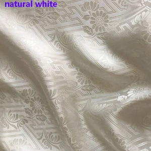 natural white Пэчворк шелк креп атлас Материал цветочный геометрический хлопок шелк Шармез 100 см* 114 см - Цвет: natural white