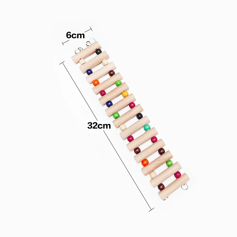 L (Length 32cm) Игрушки для попугаев, качели для упражнений, скалолазание, подвесная лестница, мост, деревянная Радужная клетка для птиц, аксессуары, хомяки, игрушки для попугая, лестница - Цвет: L (Length 32cm)