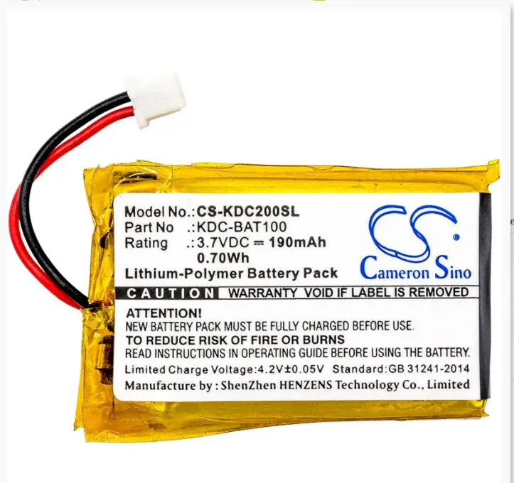 

Аккумулятор Cameron Sino 190mAh для KOAMTAC KDC-100 200 02-980-8680 KDC-BAT100 штрих-кодов, аккумулятор сканера