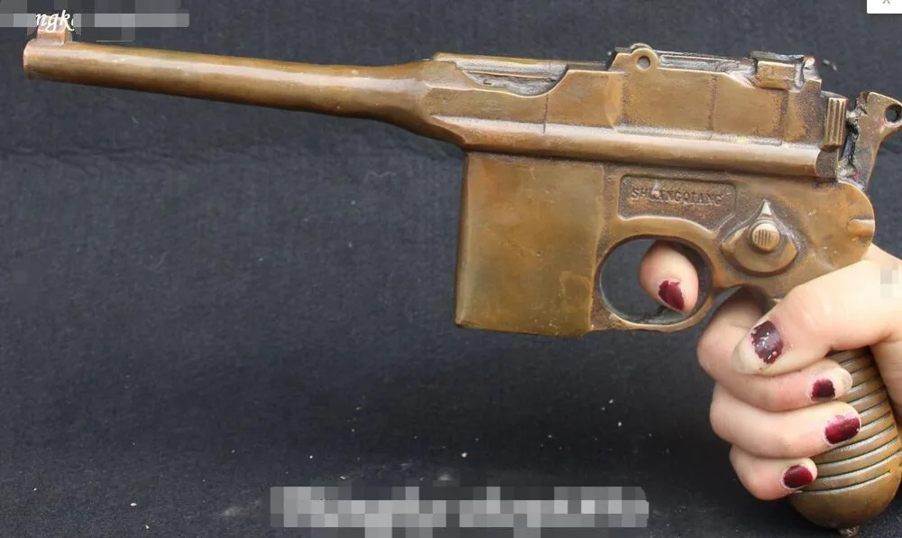 12 &quotКитайская народная Античная бронзовая имитация игрушечного пистолета