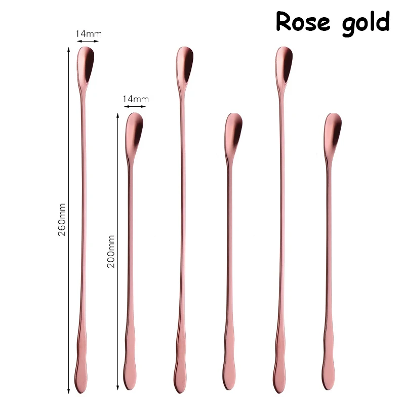 Mini Spoon Dessert Scoop Stirring Rod Serving Colorful Mixing Stainless Steel Ladle Long Handle Vintage Kitchen 6pcs | Дом и сад