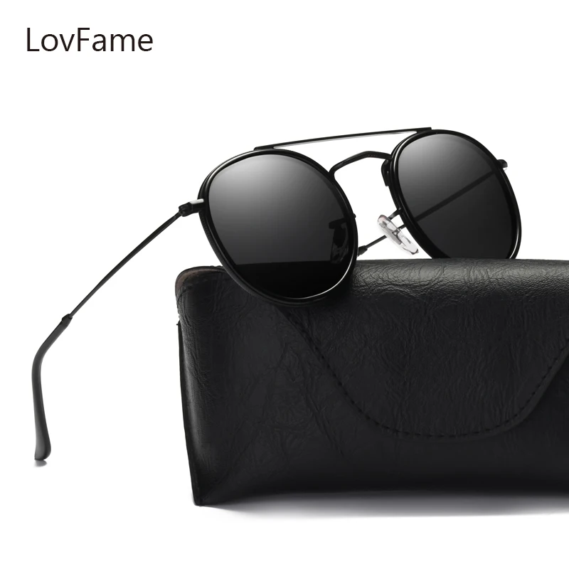 Lovfame Мода 2017 г. круглый Солнцезащитные очки для женщин Cateye дамы Защита от солнца