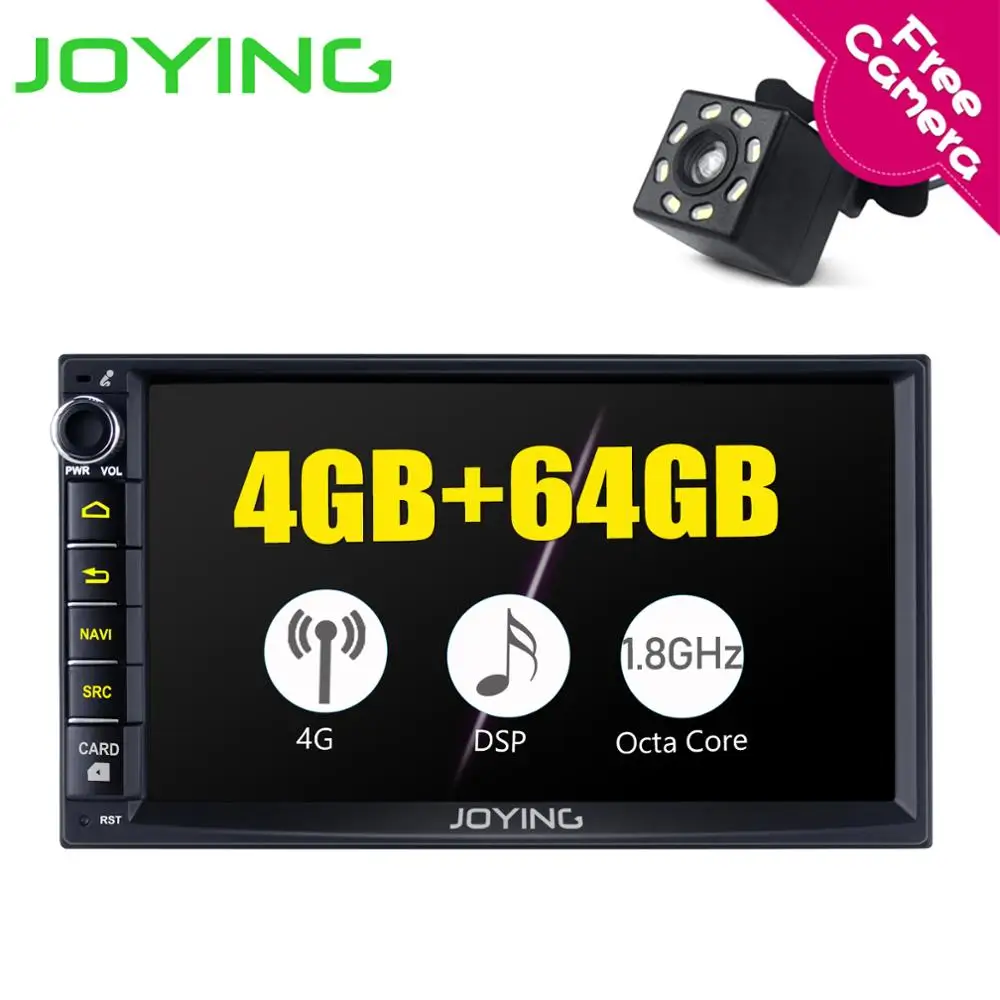 JY-UO135N4GS-C1002 Joying Авторадио 2 din android автомобильный Радио стерео с приборной камерой 7 ''gps головное устройство поддержка 4G carplay с бесплатной камерой заднего вида - Цвет: JY-UO135N4GS-C1002