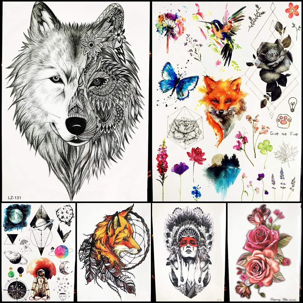 

GoldOcean Sexy Temporary Tattoo Stickers Evil Villain Character Tattoo Punk Rock Girl Waterproof Fake Flash Tattoo Men