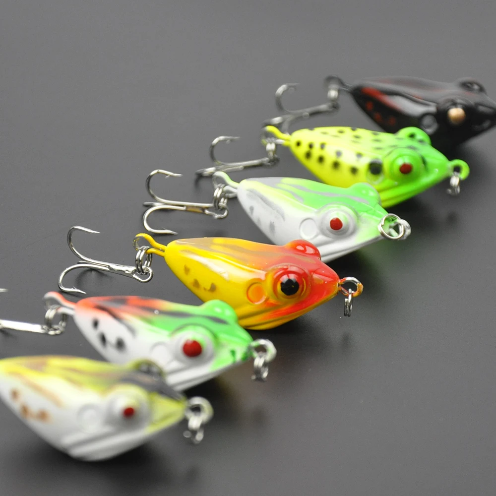 

Lots of 6pcs 4cm 6g Hard Lures Frog Baits 8# Hook Mixed Colors Fishing Tackles