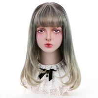 free beauty 20 long straight cosplay synthetic wigs with bangs ombre adult lolita wigs for women heat resistant fiber