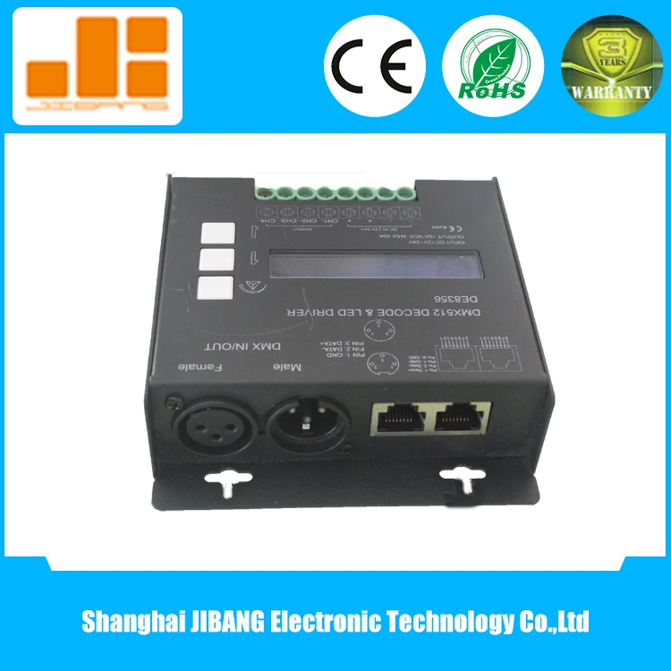 Бесплатная доставка CE ROHS 4 ch RGBW dmx декодер 10a * xlr/rj45 in/out канала/12 24V/40A pn:DE8356|rgbw decoder|dmx