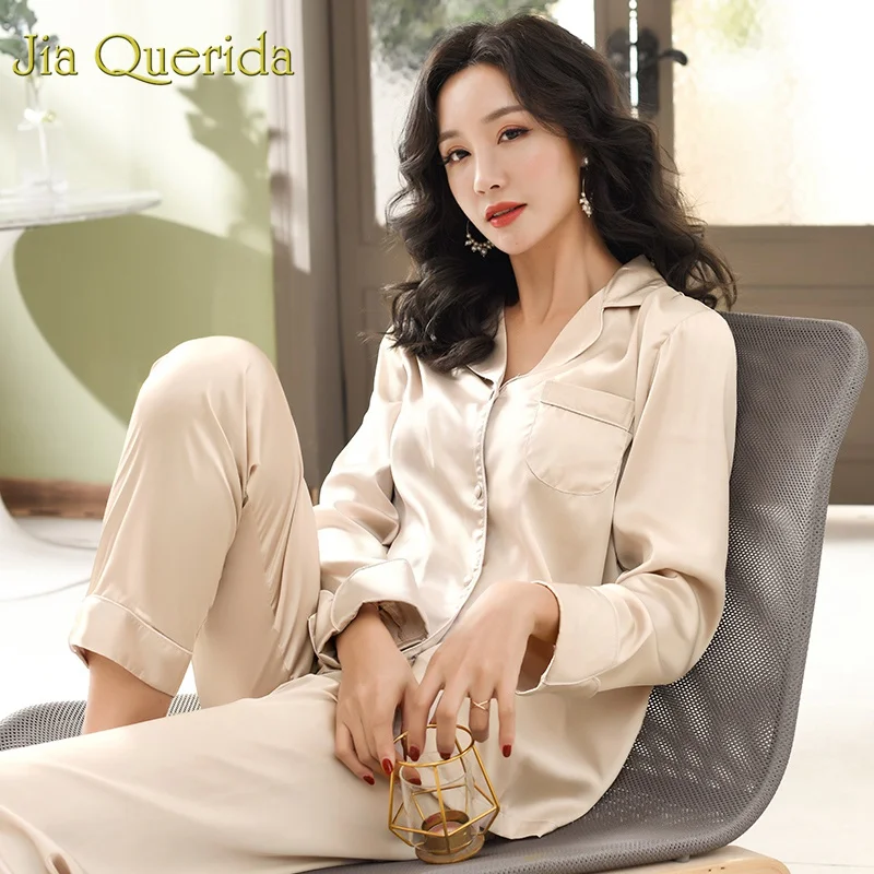 Атласная Шелковая пижама для мужчин и женщин 2019 модные парные пижамы однотонная