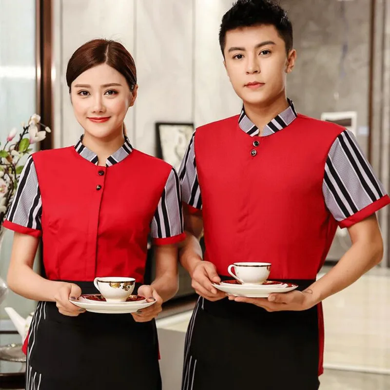 Waitress Workwear Short-sleeved Restaurant Fast-food Shop Women Uniform ...