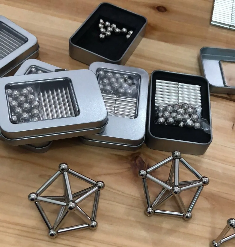 Новые мини DIY обучающие строительные блоки 36 шт. магнитные стержни и 27 шт. стальные шарики игрушка металлический стержень Магнитная конструкция игрушка