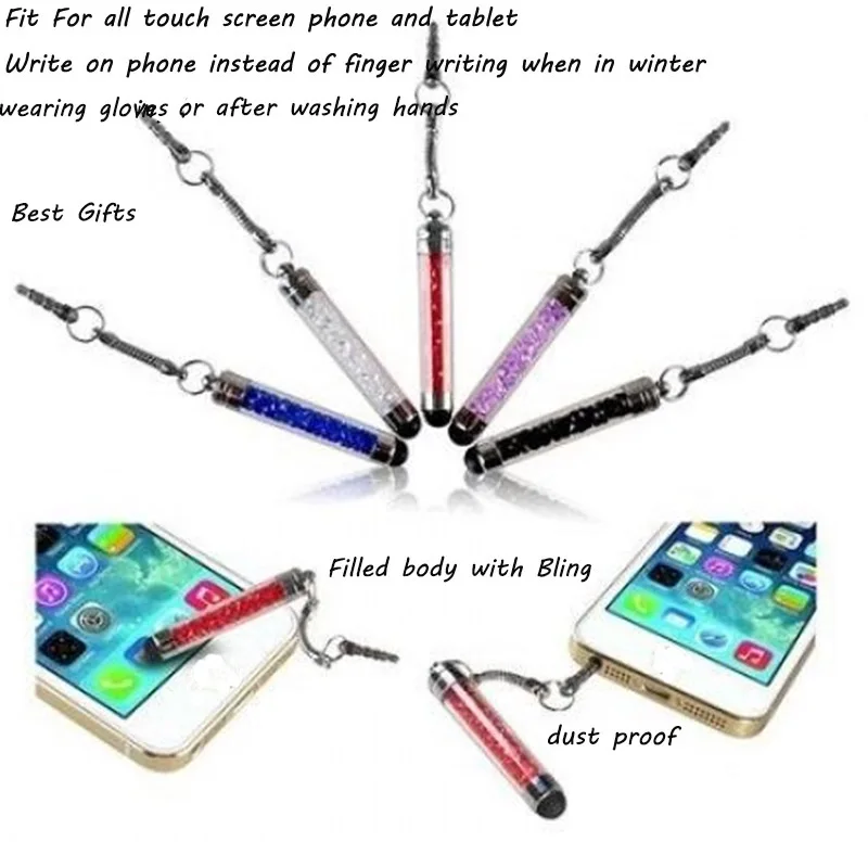 ULIFART 10Pcs/Lot Promotional Students Gift Crystal Mini Stylus Pen with 3.5 mm headphone jack plug | Компьютеры и офис