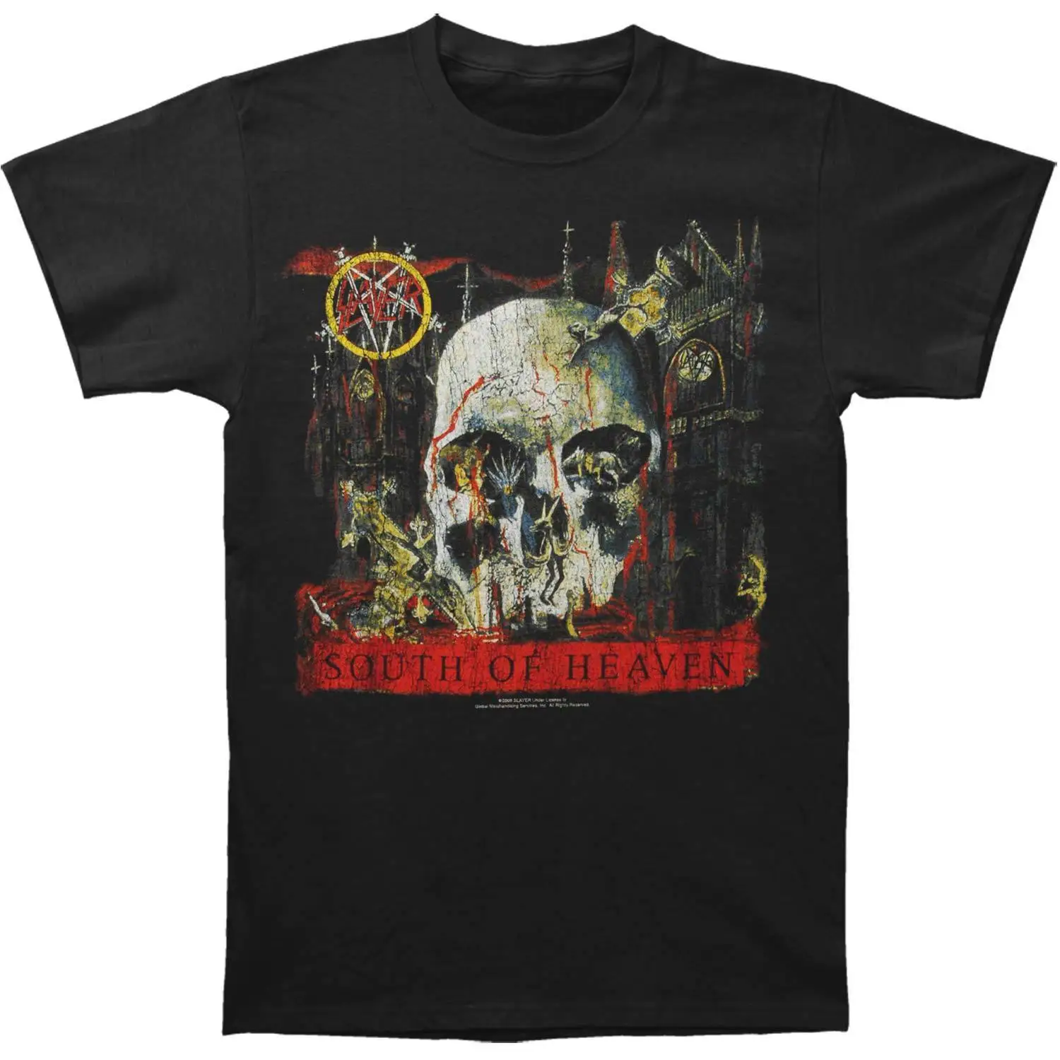 Slayer Мужская футболка с южным небом черная новая дизайнерская Хлопковая мужская