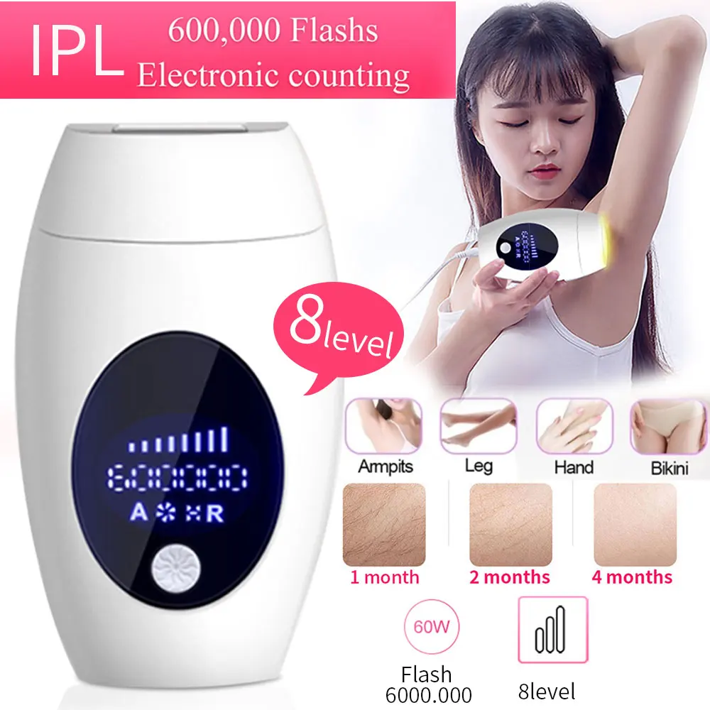 Lcd 600000 Flash IPL лазерный эпилятор, лазерный эпилятор, Перманентный аппарат для удаления волос на лице, средство для безболезненного удаления волос, эпилятор