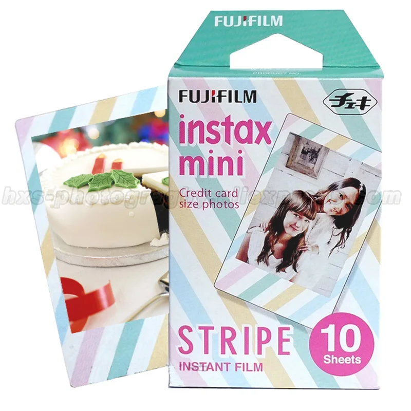 Оригинальная фотобумага Fuji Fujifilm Instax Mini в полоску 10 шт. для 8 9 7s 7 50s 50i 90 25 dw Share SP 2 1