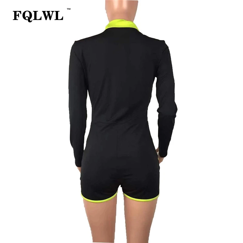 Женский Короткий комбинезон FQLWL облегающий сетчатый с длинными рукавами для