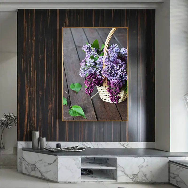 Nordic фиолетовые цветы сиреневый холсте моды картина печатный плакат HD Wall Art для
