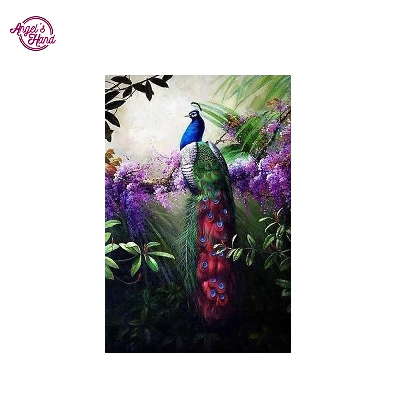 Руки ангела Павлин в лесу DIY картина вышитая бисером рукоделие Алмазная мозаика