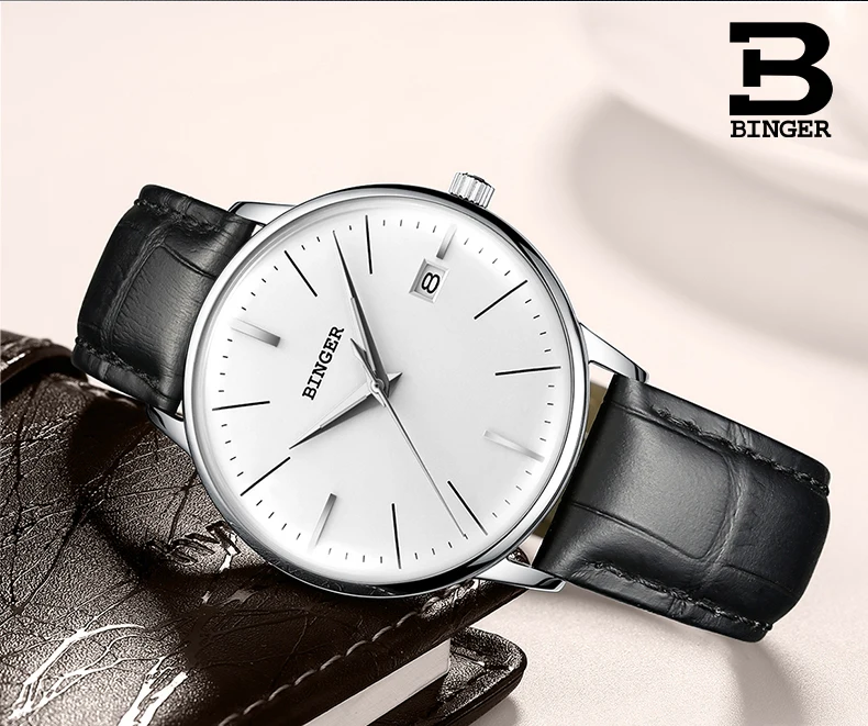 Seiko мужские механические часы с автоматическим перемещением, t BINGER, Топ бренд, роскошные мужские механические часы, relogio masculino, ремешок из нержавеющей стали с серым зеркалом