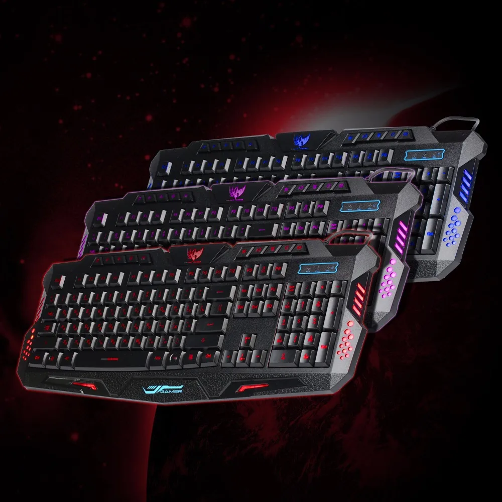 Русская английская игровая клавиатура USB Проводная RGB клавиатура с подсветкой 3 цвета переключаемый светодиодный светильник для ноутбука компьютера геймера
