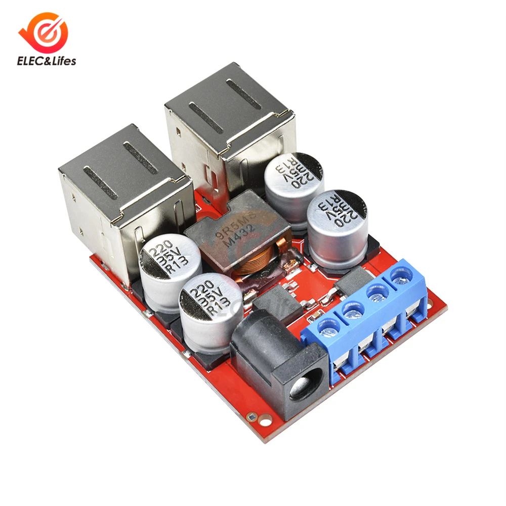 DC 5V Автомобильное USB Мощность Зарядное устройство Питание модуль DC-DC понижающего преобразователя постоянного тока с 8 V-35 В до 5 В пост 8A 4 порта USB Выход зарядная плата