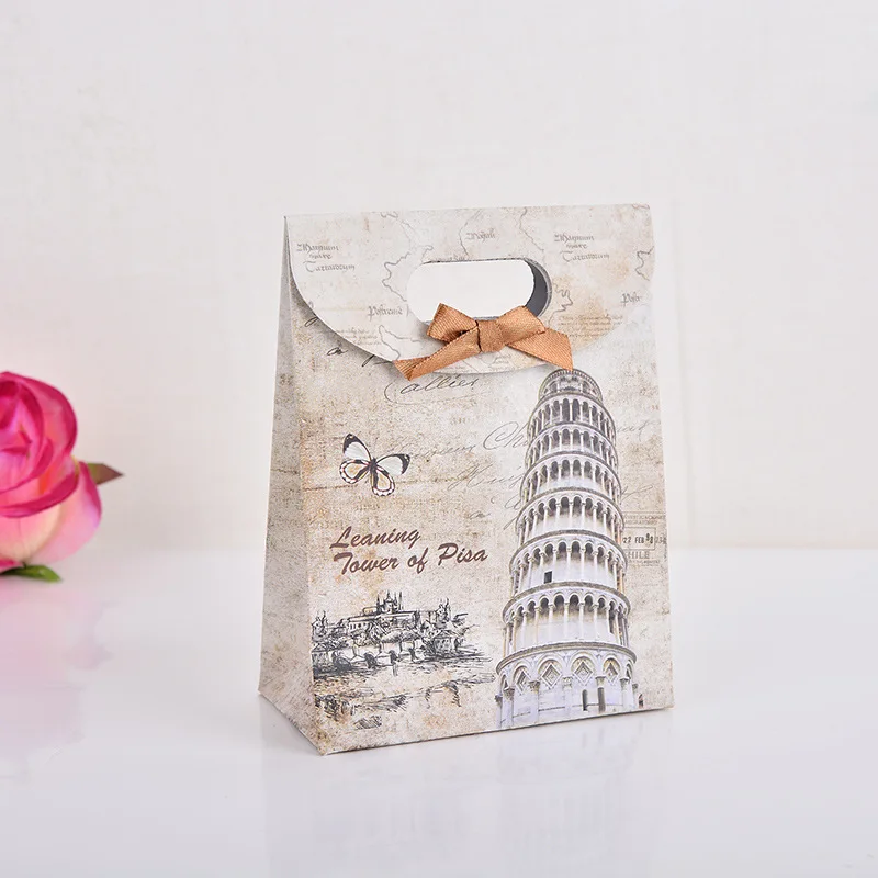 5 шт./лот Лондон Париж Пизанская башня Испания подарочный бумажный пакет на новый