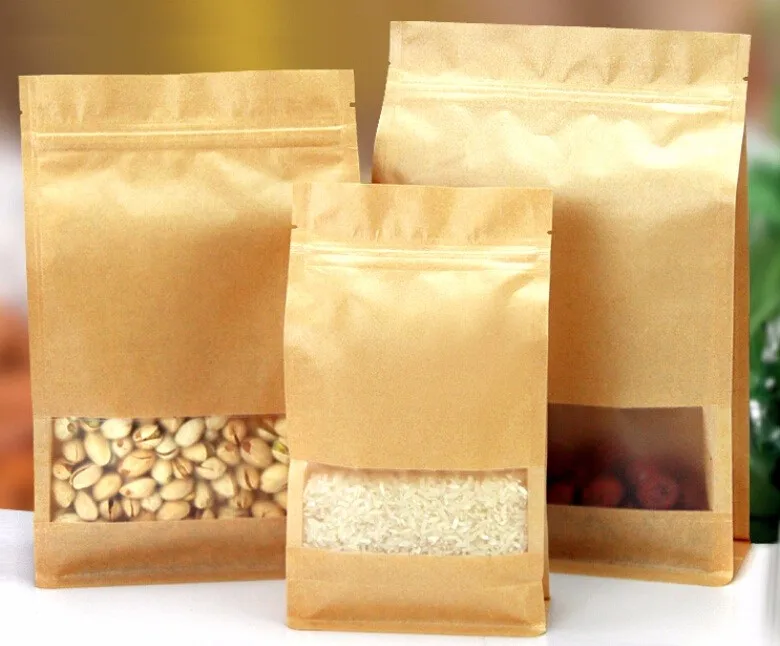 Упаковка из крафт бумаги упаковка для хранения продуктов сумка Doy пакет стоячий