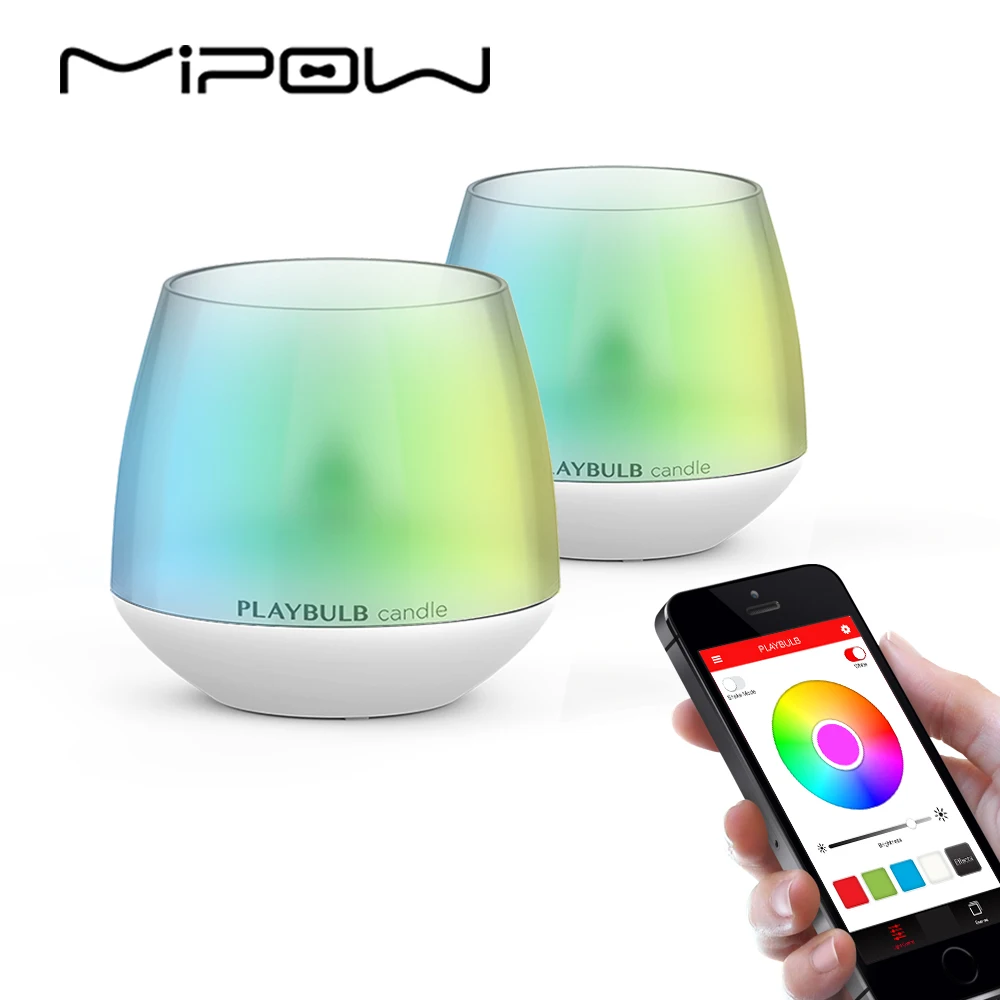 Фото 2X MIPOW PLAYBULB LED Лампа Свеча которая меняет цвета и подходит для украшения свадебного