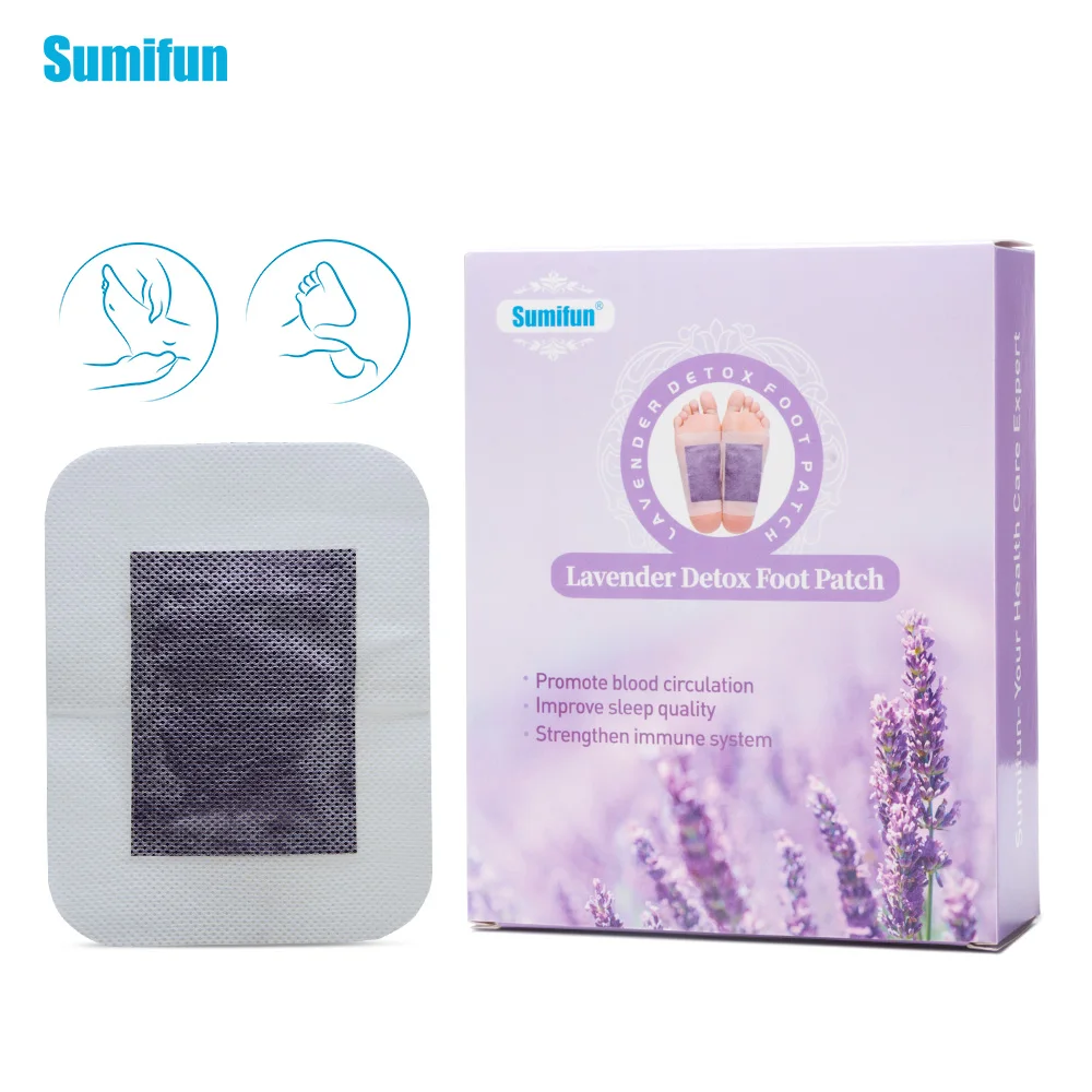 Sumifun одна коробка = 12 шт. Детокс Лаванда эфирные бамбуковая уксусная пластырь для ног удаление токсинов пластырь для ног колодки K03601