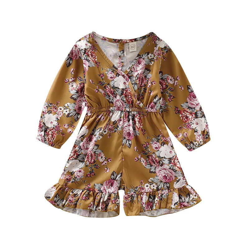 Комбинезон с цветочным рисунком; одежда для маленьких девочек; roupa infantil; для детей 1-4 лет