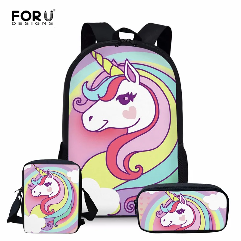 Z3476CEK FORUDESIGNS/ школьные рюкзаки с единорогом для девочек-подростков, Школьный набор, сумка, милый рюкзак на молнии, чехол-карандаш для детей, Mochila - Цвет: Z3476CEK