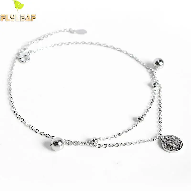 

Flyleaf Beads Real 925 Sterling Silver Authentic Anklet For Women Fashion Chain Leg Fine Jewelry Anklets On Foot Bracelet